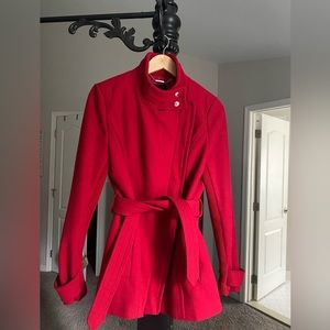 Express asymmetrical wool blend pea coat